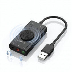 Аудио-адаптер | с USB на 3 × 3.5 мм | Orico SC2 | Внешняя звуковая карта